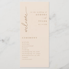 Programme moderne de mariage de script beige