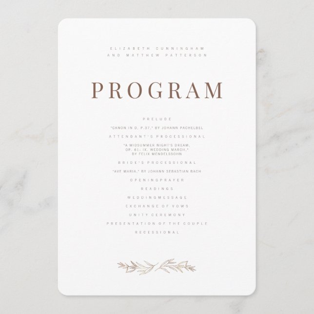 Programme Moderne + Mariage de feuillage minimaliste (Devant)