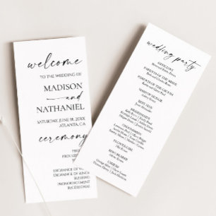 Programme Moderne minimaliste Élégant Mariage noir blanc