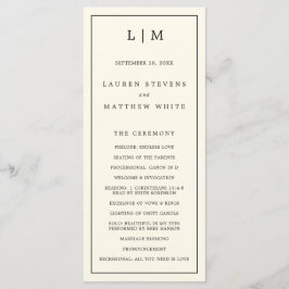 Programme Monogramme à crème simple Mariage élégant