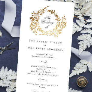 Programme Monogramme d'or classique Mariage de crête botaniq