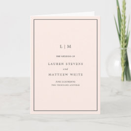 Programme Monogramme Élégant Rose Simple pour Mariage