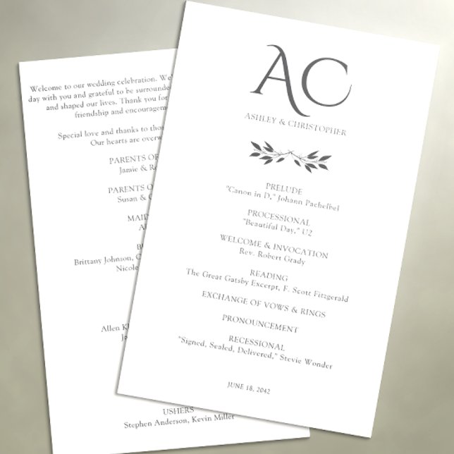 Programme Monogramme minimaliste Mariage blanc doux (Créateur téléchargé)