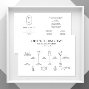 Programme Monogramme minimaliste Mariage noir et blanc
