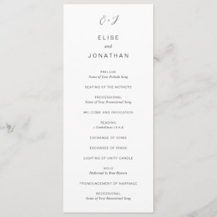 Programme Monogramme noir et blanc Mariage élégant