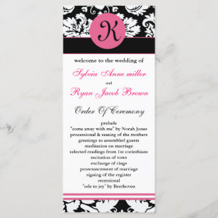 programme monogramme rose mariage damassé