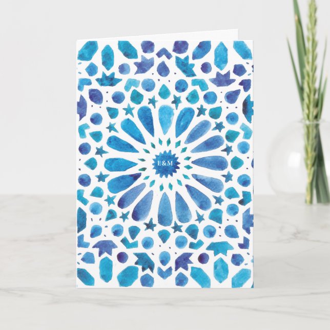 Programme Motif de carreaux méditerranéens à l'aquarelle ble (Devant)