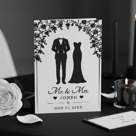 Programme Mr & Mrs Wedding Dress Tuxedo Floral Arch Photo