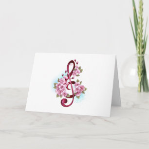 Programme Musical treble clef notes with sakura flowers