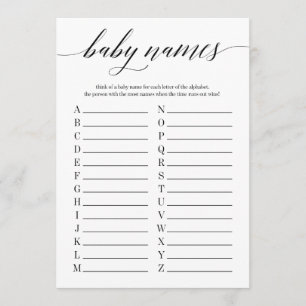 Programme Noms des bébés Jeux de Baby shower minimaliste