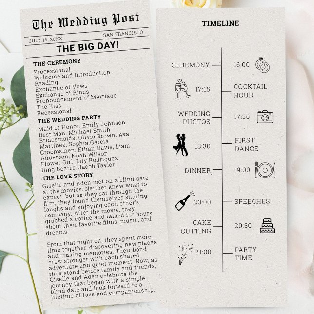 Programme nostalgique de mariage dans les journaux (News Paper Wedding Program)