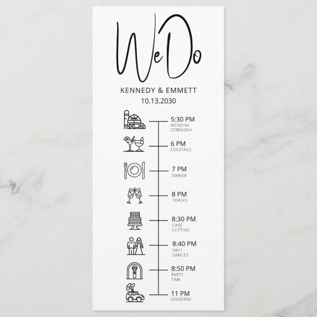 Programme Nous faisons Barn Wedding Day Timeline Plat Progra (Devant)