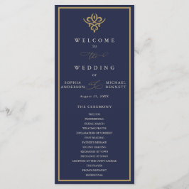 Programme Old Money Navy Blue Wedding Program