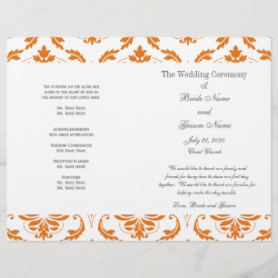 Programme Orange Grey Vintage Mariage damassé