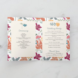 Programme Ordre de service de mariage rétro floral Boho Chic
