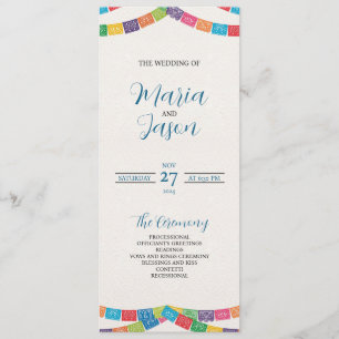 Programme Papel mexicain Picado Élégant Mariage Boda coloré