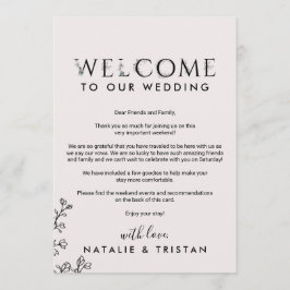 Programme Papier de bienvenue en typographie florale & Itiné