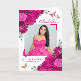 Programme Papillons Fuchsia Pink Floral Quinceanera Tiara
