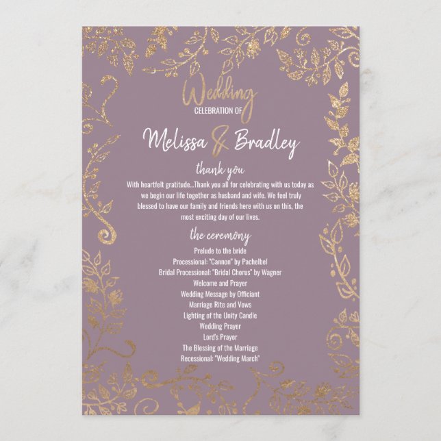 Programme Parties scintillant Florale Or Ombre Mauve Lilac P (Devant)