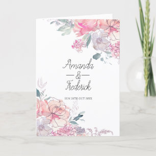 Programme Pastel Watercolor Doodle Floral Mariage Mariage