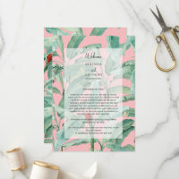 Paume Tropical Rose Feuille Itinéraire Mariage
