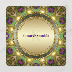 Programme Peacock Feathers Gold Glow Mariage indien Inviter