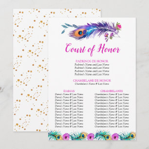 Programme Peacock Feathers Quinceañera Cour d'honneur blanc