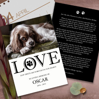 Programme Pet Loss Pet Pet Memorial Pet Chien Sympathy Card