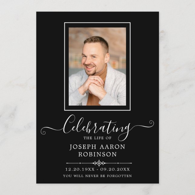 Programme Photo Célébration de la vie Ordre de service Noir (Devant)