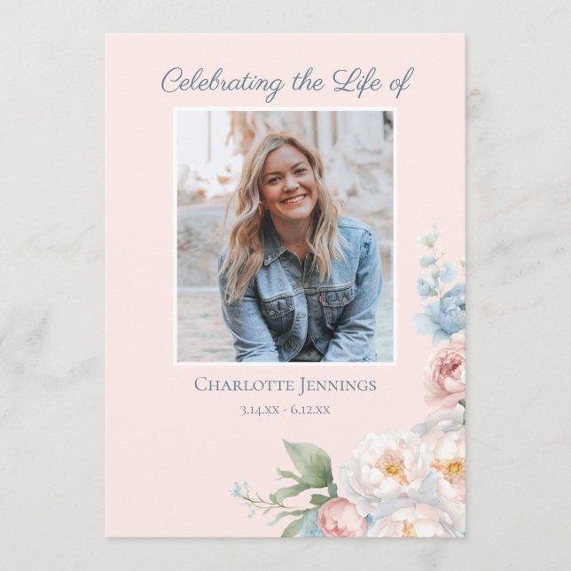 Programme Photo Floral Funeral Memorial Ordre de service (Devant)