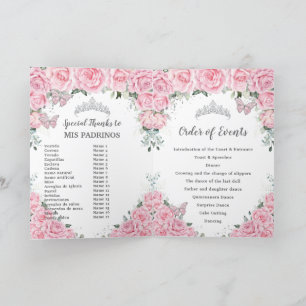 Programme Pink Floral Quinceañera Ordre des événements Padri