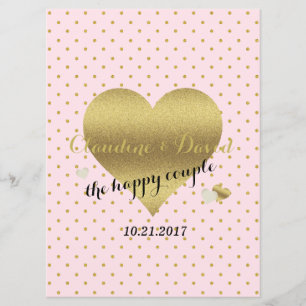 Programme Pink & Gold Polka Dot Soirée de mariage élégante