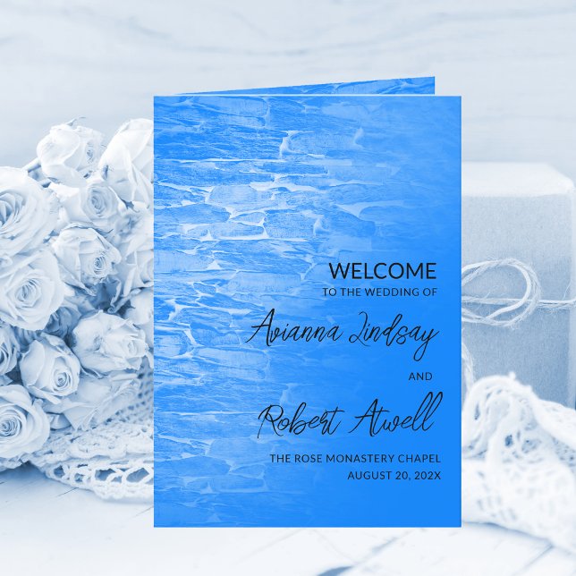 Programme Plage minimaliste Azsure Blue Mariage livret (Créateur téléchargé)