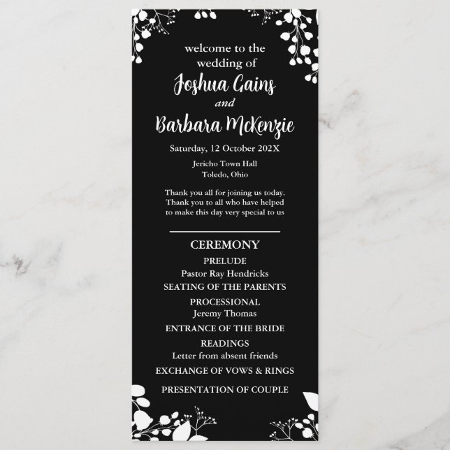 Programme plat noir et blanc (Devant)