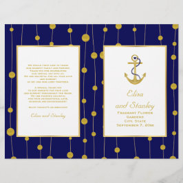 Programme plié de mariage nautique d'ancrage de fe