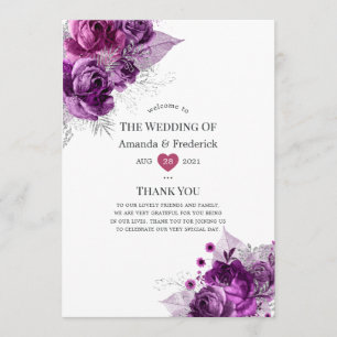 Programme Plum et marine Aquarelle Mariage floral