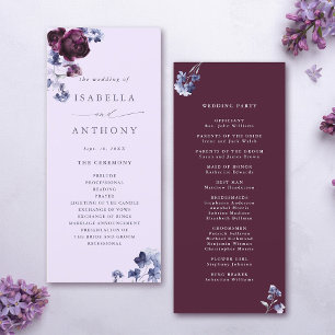 Programme Plum violet & Indigo Bleu Élégant Mariage floral