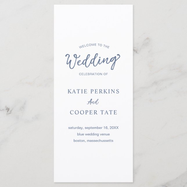 Programme Polices simples Dusty Blue Bold Mariage moderne (Devant)