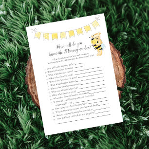 Programme Qui Connaît Mommy-To-Be Game Teddy Bear Card