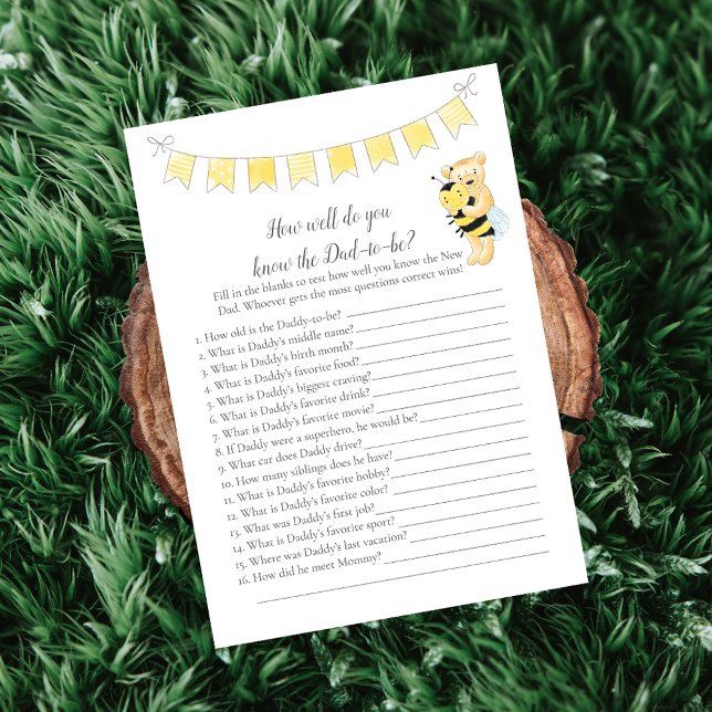 Programme Qui Connaît Papa-To-Be Jeu Teddy Bear Card (Créateur téléchargé)