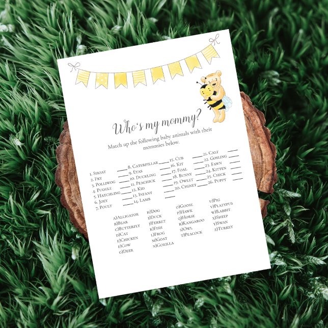 Programme Qui est ma maman Jeu Girl Teddy Bear Card (Créateur téléchargé)