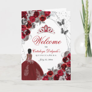Programme Quinceanera de papillon d'argent rouge