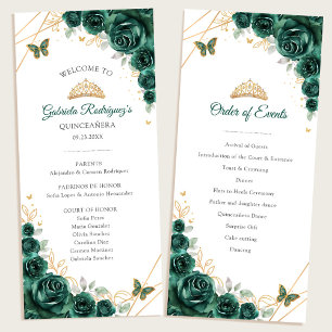Programme Quinceanera Florale d'or vert Ordre des événements