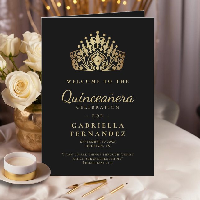 Programme Quinceañera Gold Black Princesse Tiara Crown (Créateur téléchargé)