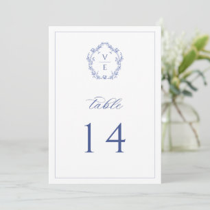 Programme Regency Blue Monogram Crest Mariage Numéro de tabl