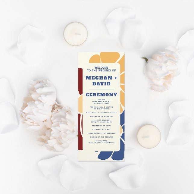 Programme Retro Super Boho Chic Floral Mariage (Retro Groovy Boho Chic Floral Wedding Program)