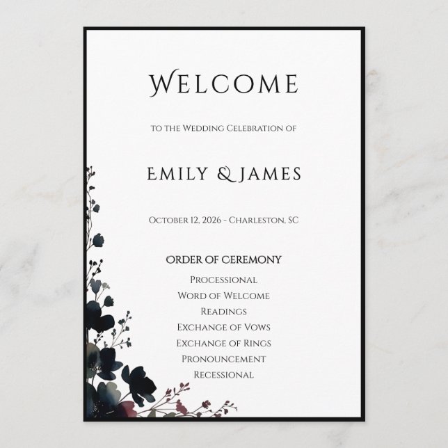 Programme Romantic Floral Wedding Soft Elegant (Devant)