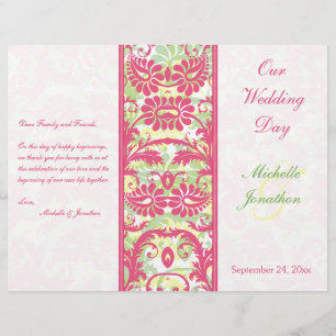 Programme rose, blanc, vert, Mariage damassé jaune