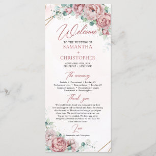 Programme Rose de Bohême pivoines eucalyptus or