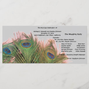 Programme rose et gris de mariage de paon